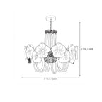Modern Small Pink Flower Art Glass Chandelier Line Art Dimension Diagram