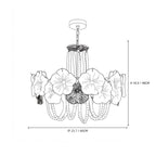 Modern Medium Pink Flower Art Glass Chandelier Line Art Dimension Diagram