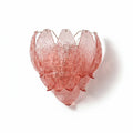 Modern Pink Petal Art Glass Wall Sconce with Brass Hardware on Pure White Background