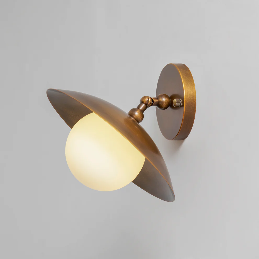 Vintage Brass Globe Wall Sconce Studio Shot