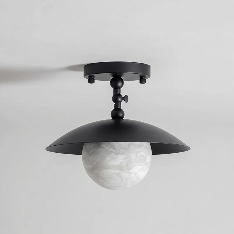 Matte Black Dish Shade Globe Flush Mount Light Studio Display