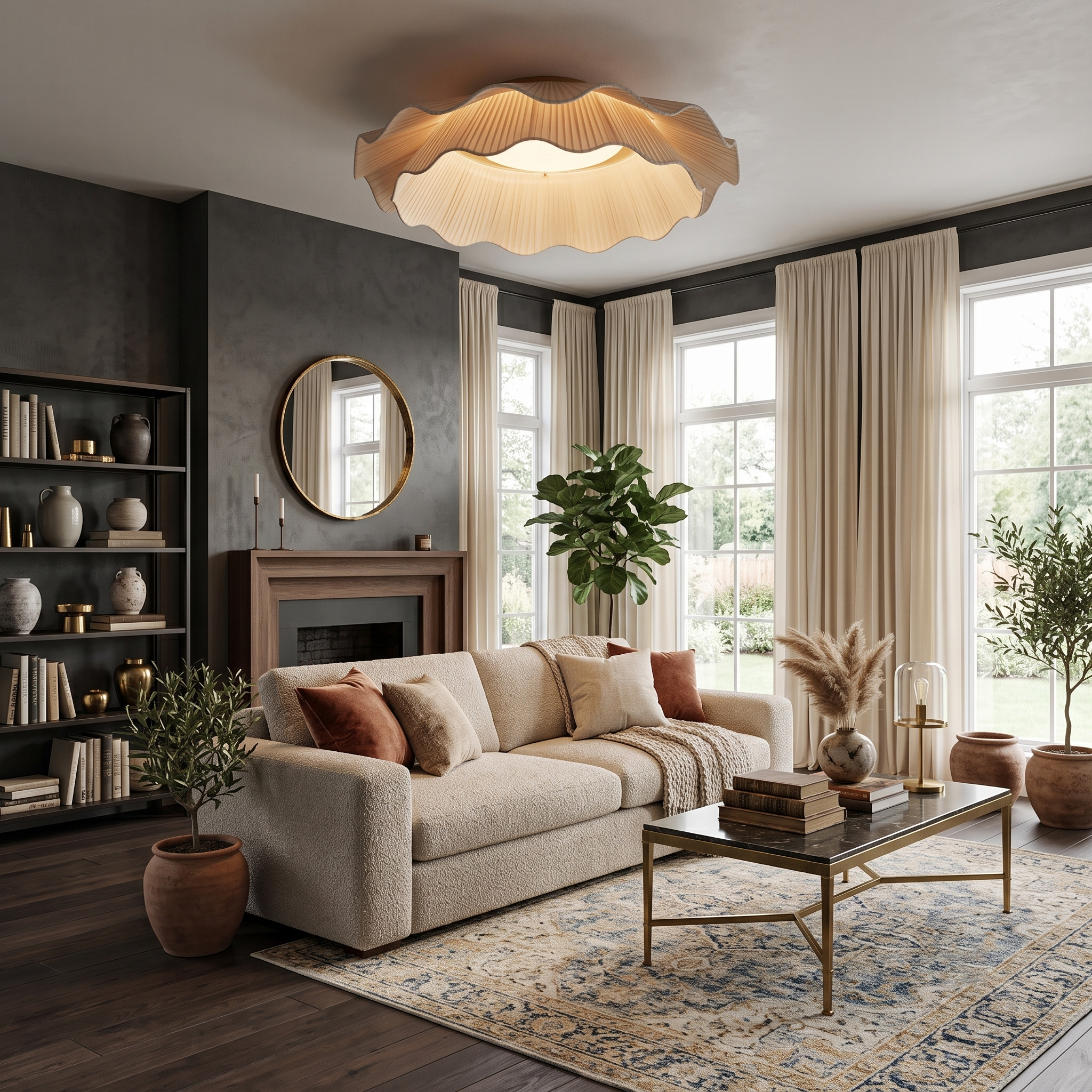 Plated Fabric Wave Flush Mount
