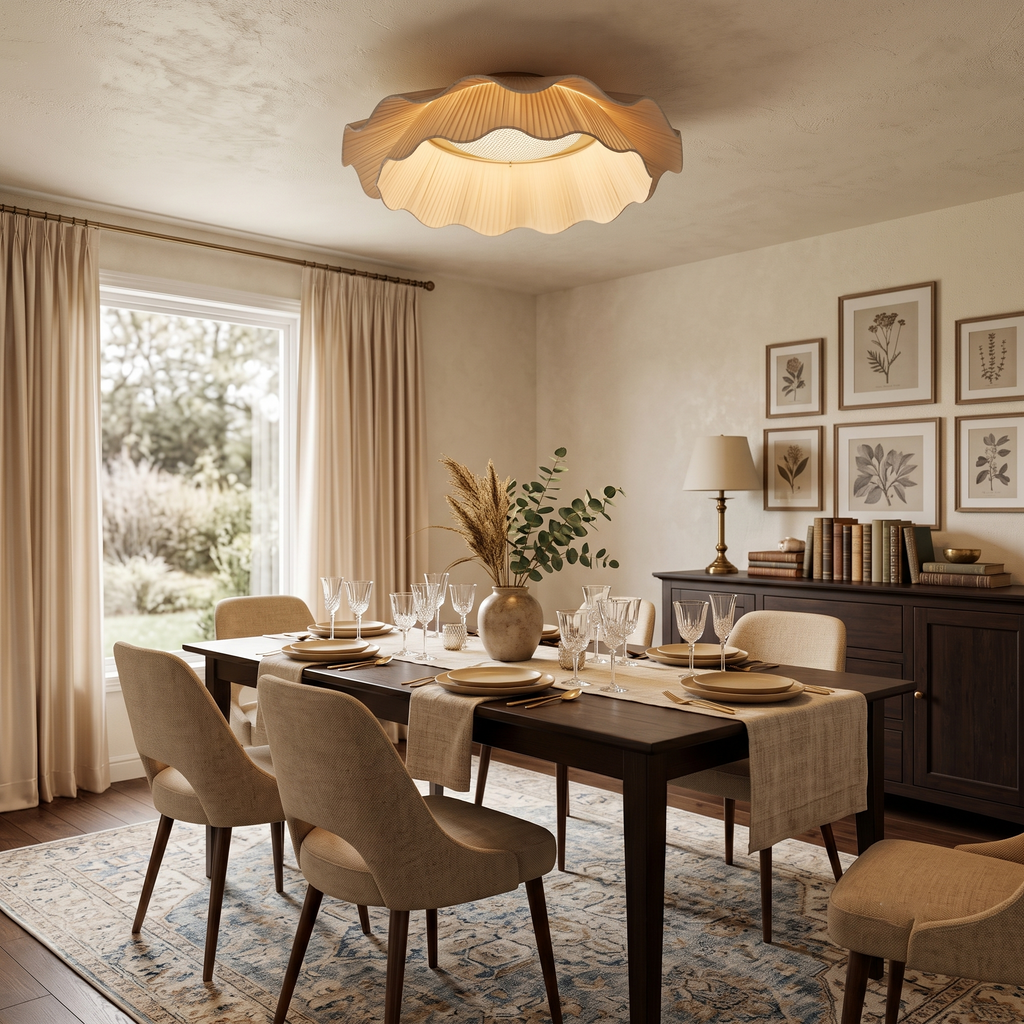 Plated Fabric Wave Flush Mount