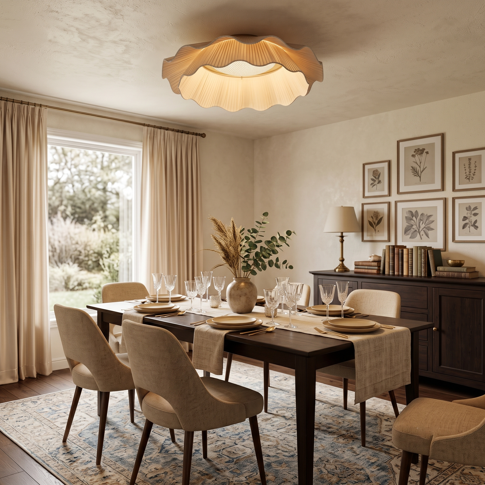 Plated Fabric Wave Flush Mount