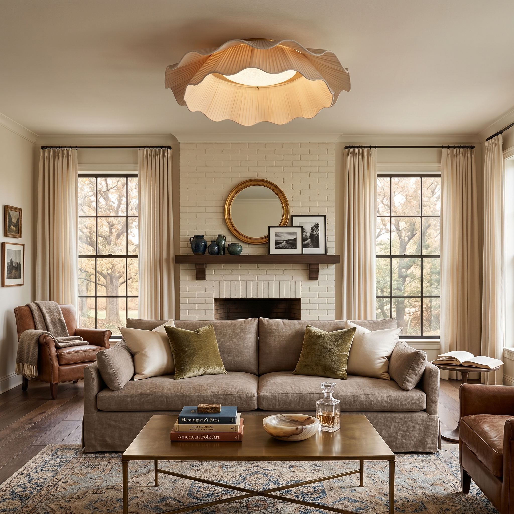 Plated Fabric Wave Flush Mount
