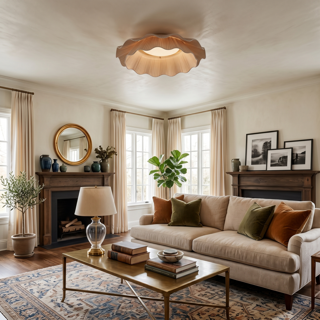 Plated Fabric Wave Flush Mount