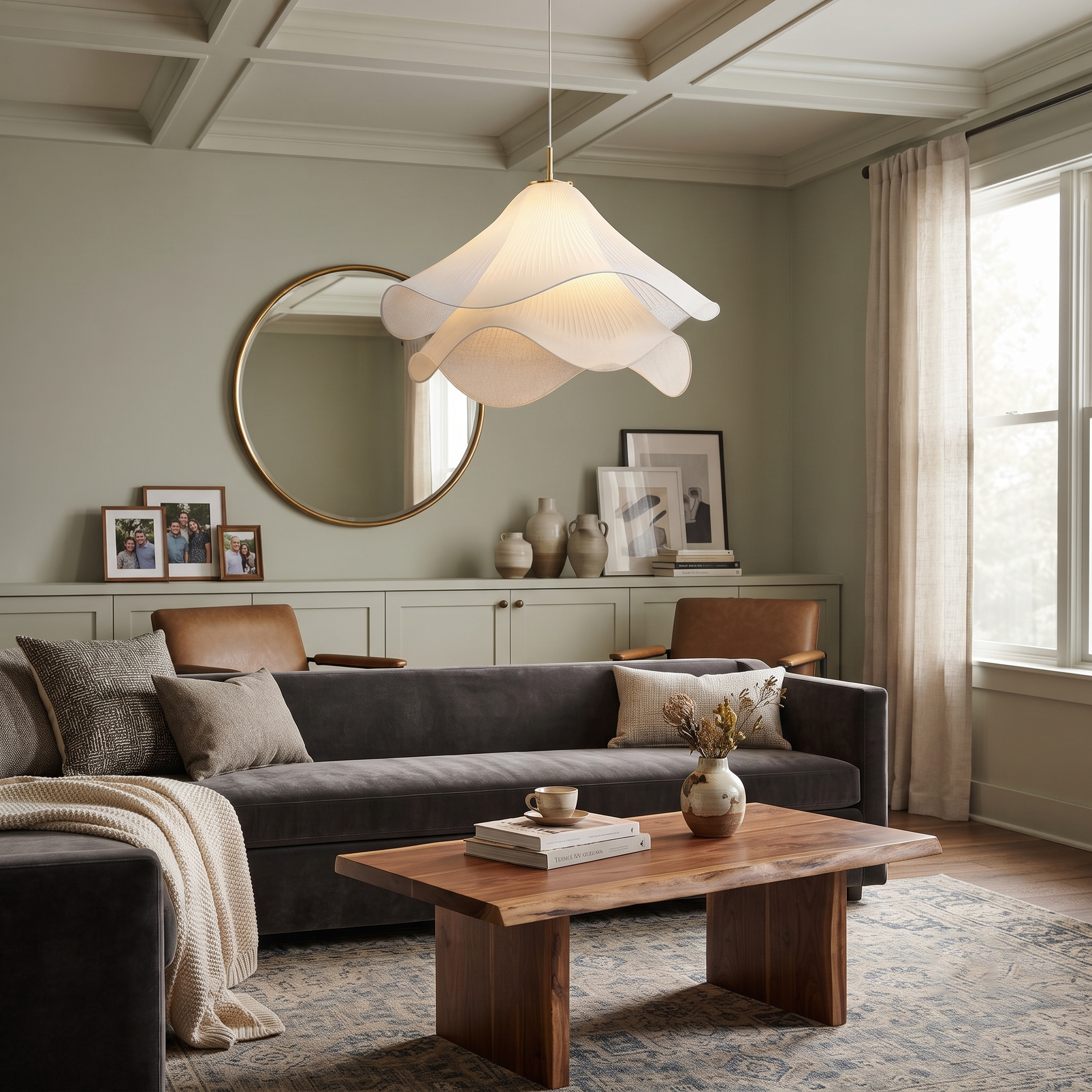 Pleated Fabric Flower Pendant Lamp