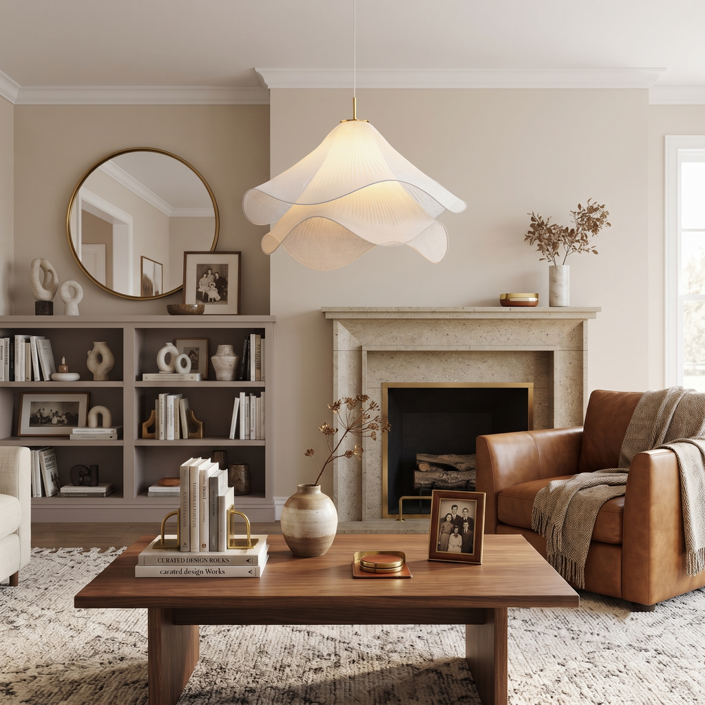 Pleated Fabric Flower Pendant Lamp