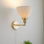 Pleated Ceramic Brass Sconce