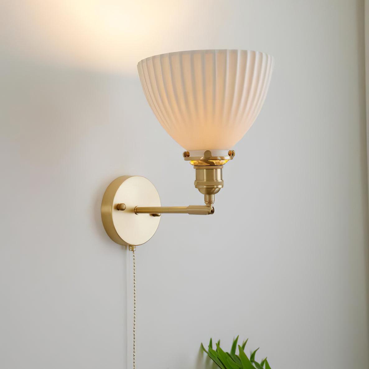 Pleated Ceramic Brass Sconce