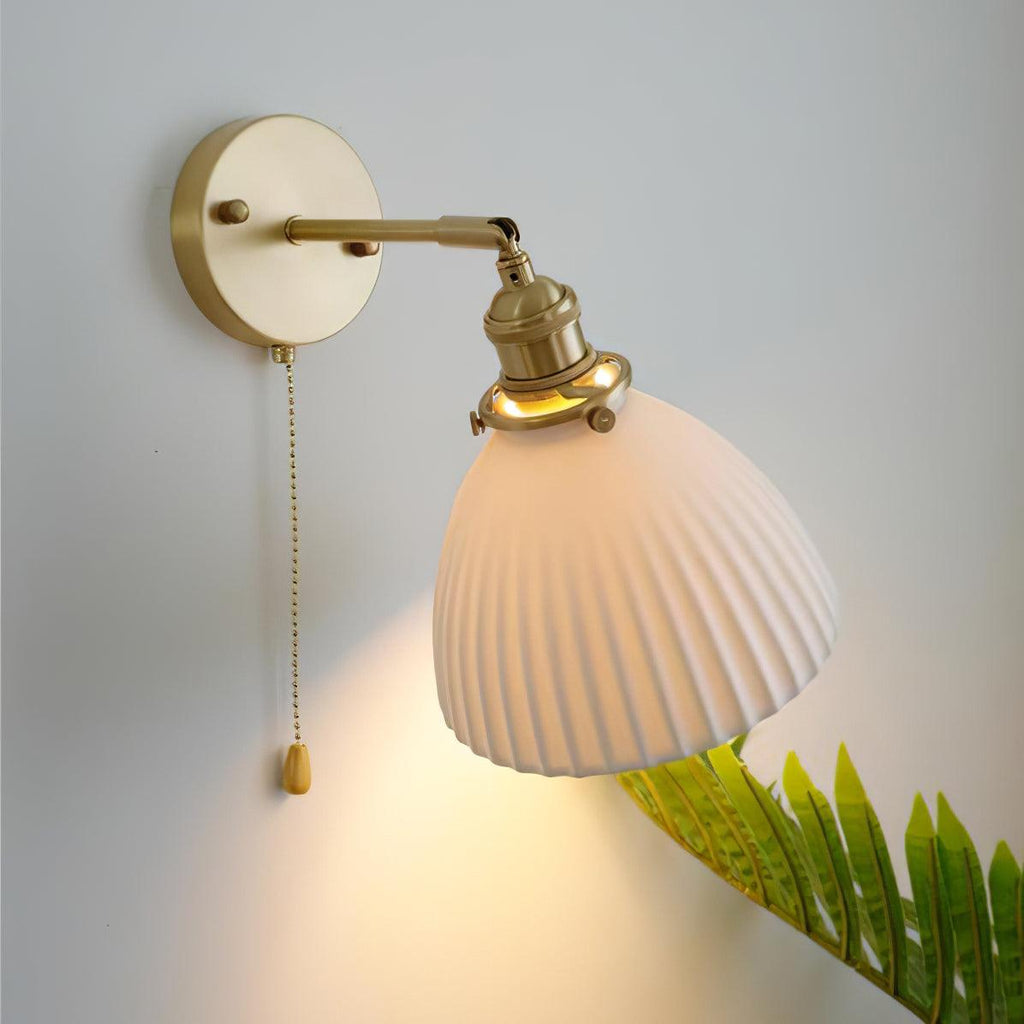 Pleated Ceramic Brass Sconce