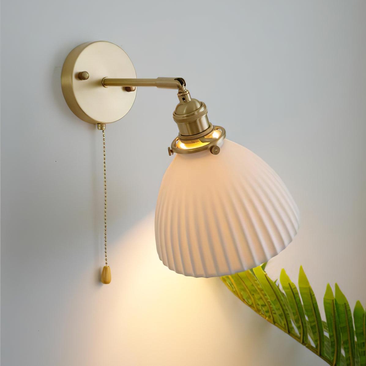 Pleated Ceramic Brass Sconce