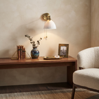 Pleated Ceramic Brass Sconce