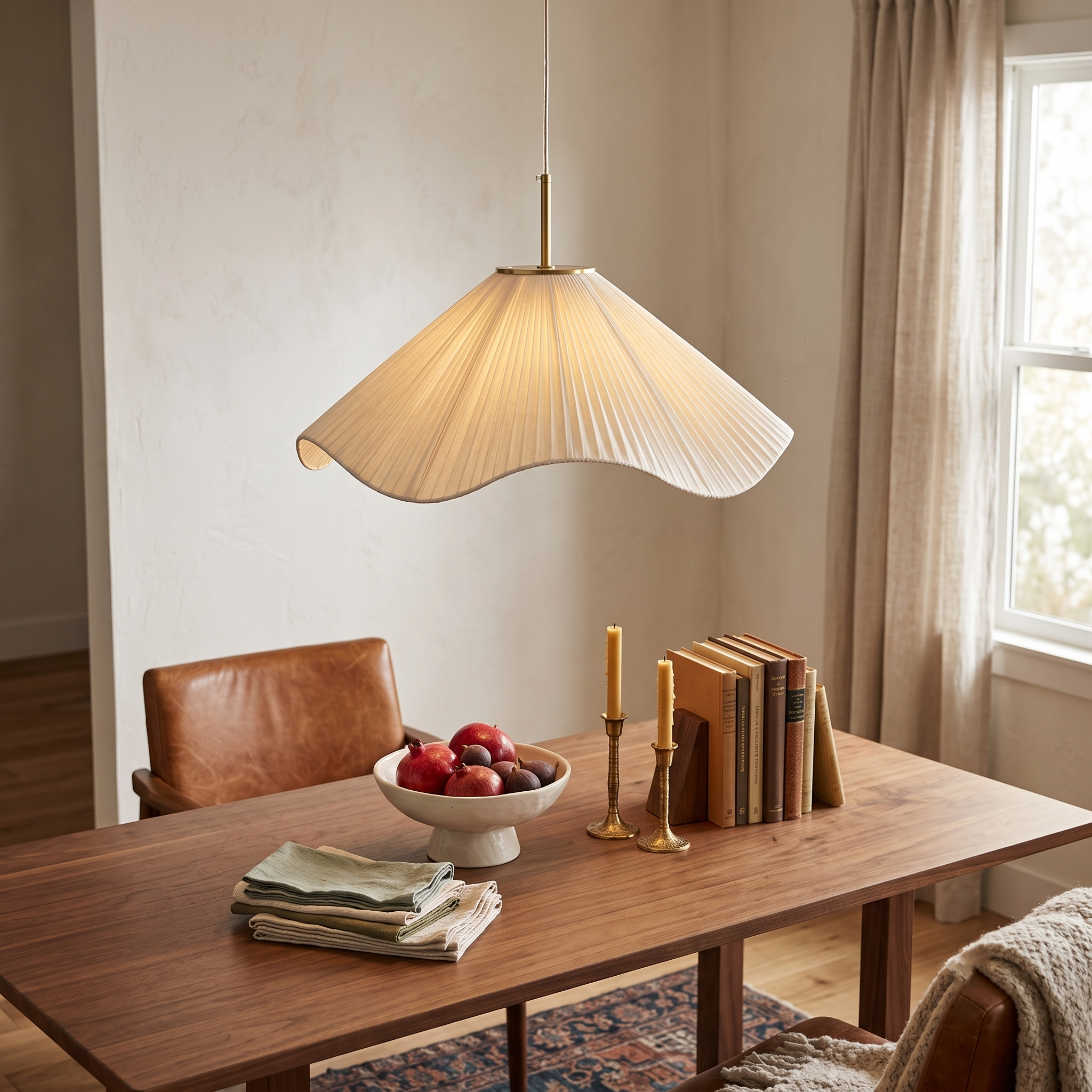Pleated Fabric Wavy Pendant