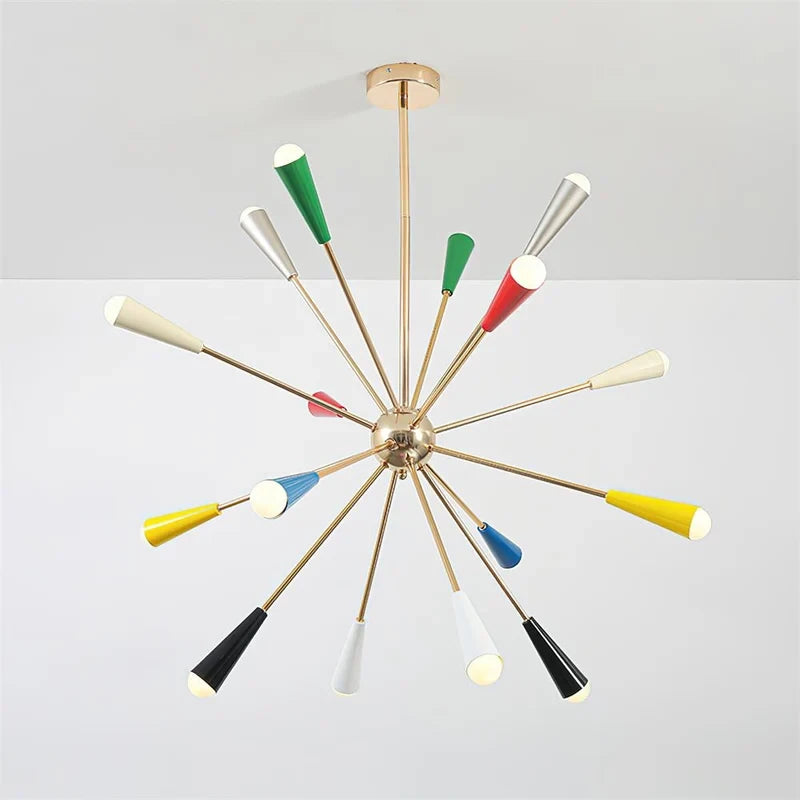 Illuminated Modern Colorful Cone Sputnik Chandelier Studio Shot