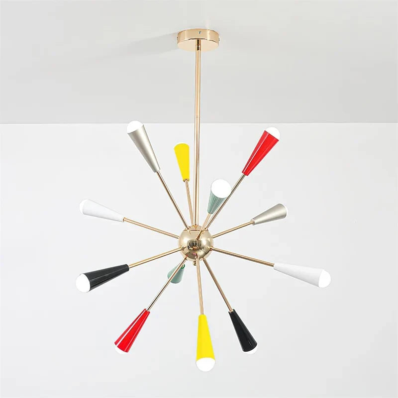 Illuminated Modern Multi-Light Cone Chandelier Studio Display