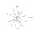 Modern Colorful Cone Sputnik Chandelier Style B Line Art Dimension Diagram