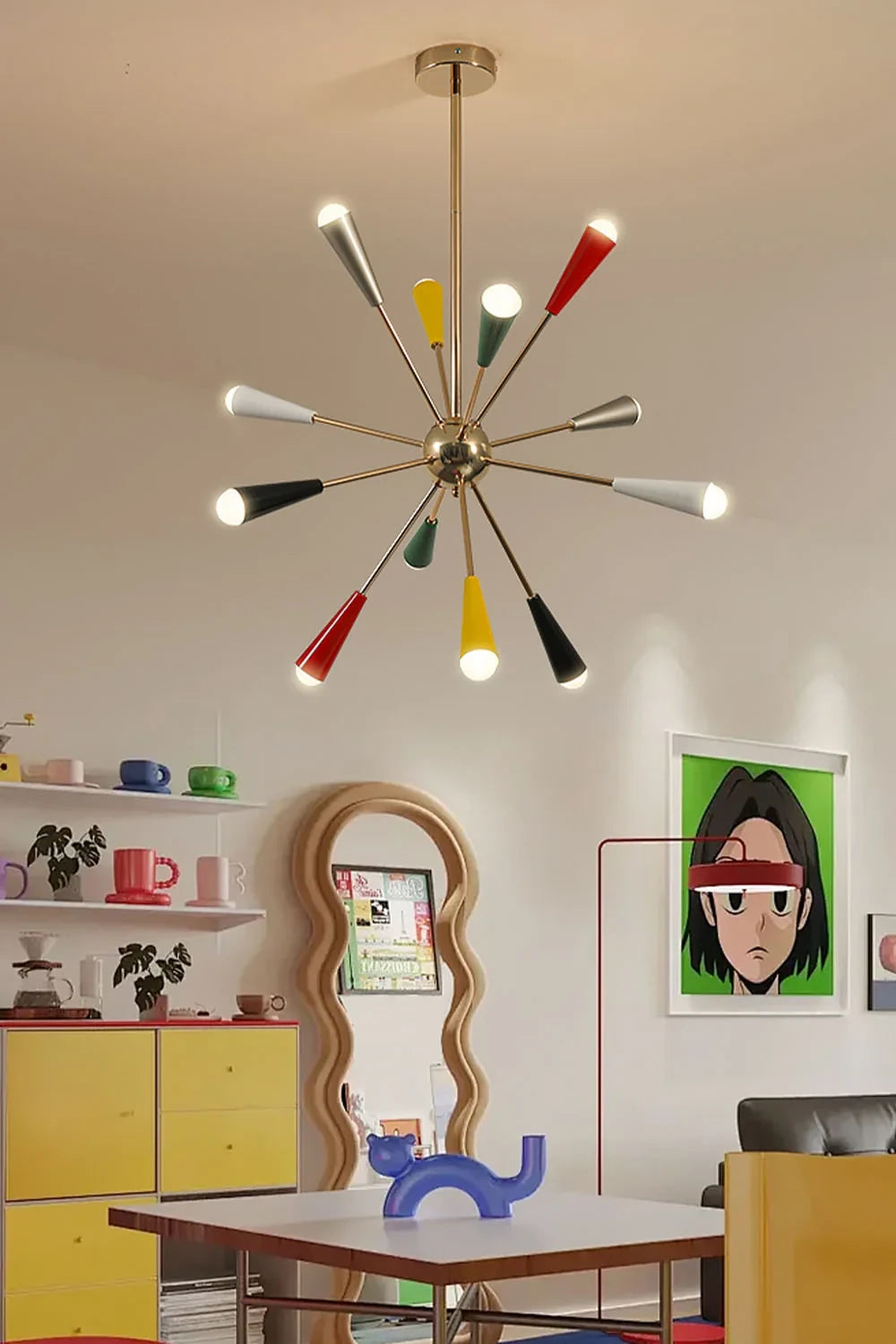 Modern Multi-Light Cone Chandelier in Creative Studio Space