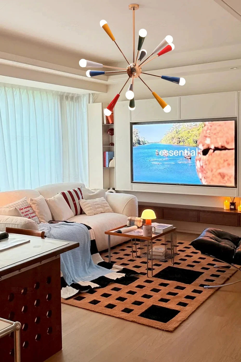 Modern Colorful Art Chandelier in Modern Living Space