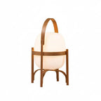 Modern Wooden Handle Accent Table Lamp with Portable Design on Pure White Background