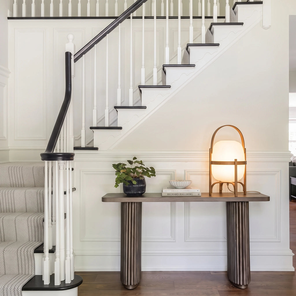 Modern Wooden Table Lamp on Entryway Console Table