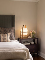 Modern Wooden Handle Table Lamp in Master Bedroom