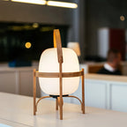 Modern Wooden Portable Table Lamp in Commercial Interior