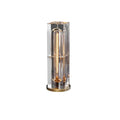 Prism Crystal Column Table Lamp with Round Brass Base on Pure White Background