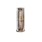 Prism Crystal Column Table Lamp with Round Brass Base on Pure White Background
