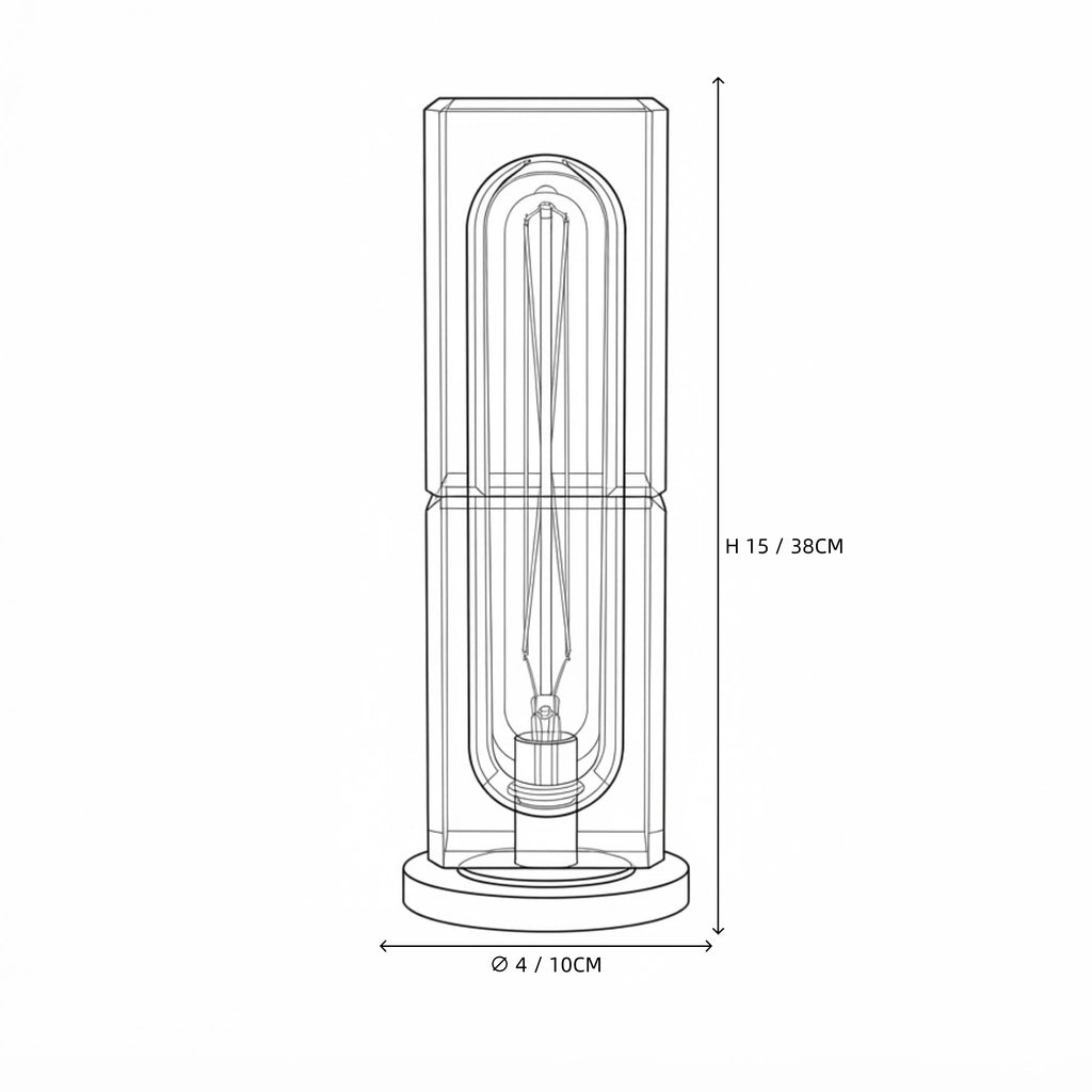 Prism Crystal Column Table Lamp Line Art Dimension Diagram