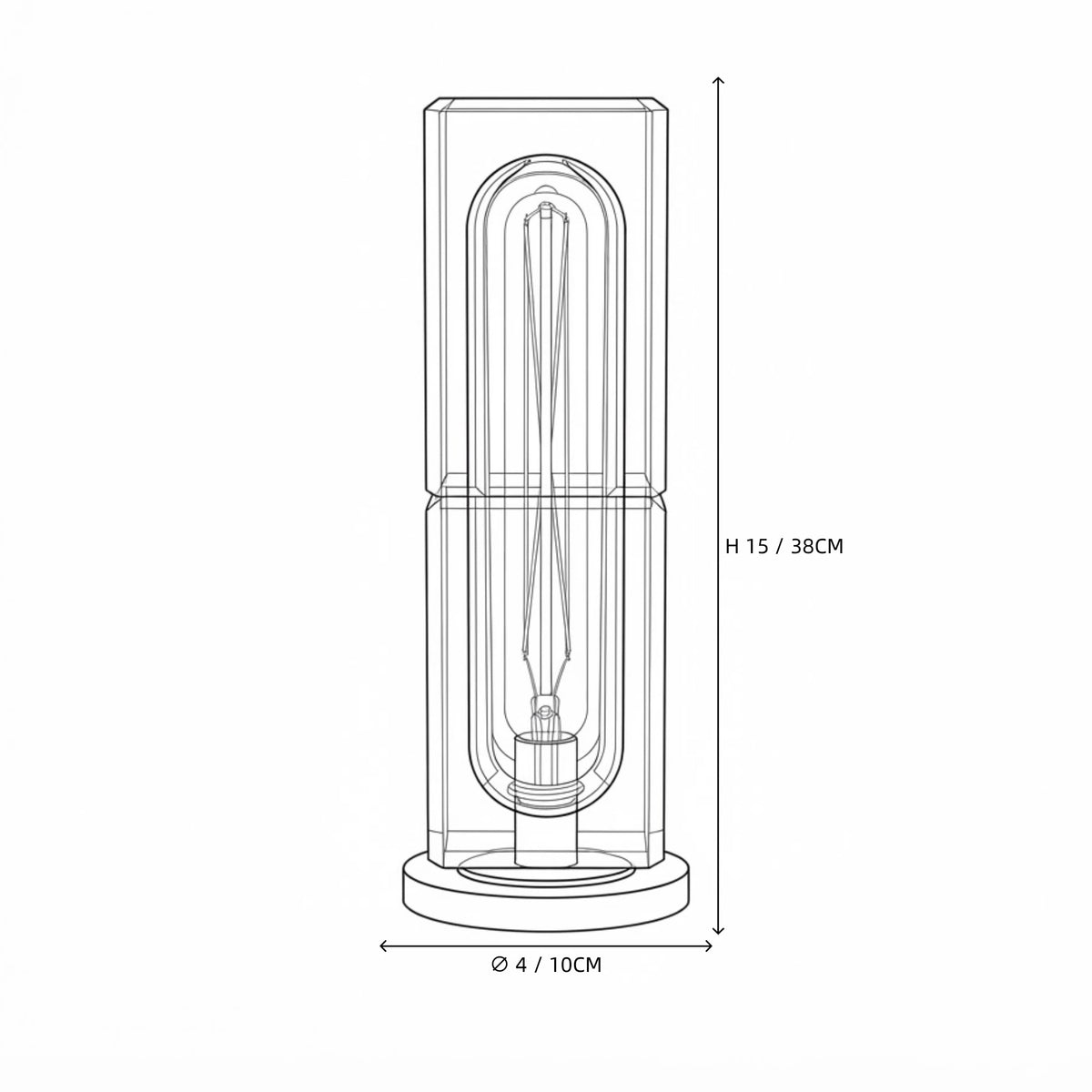 Prism Crystal Column Table Lamp Line Art Dimension Diagram