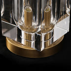 Detail View of Brass Base and Faceted Crystal Cube Edges
