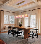 Modern Pink Gradient Colorful Disc Linear Pendant Light in Open Plan Interior