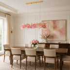 Modern Pink Gradient Colorful Disc Linear Chandelier with Pink Artwork Background