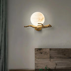 Front View of Illuminated Alabaster Sphere Branch Wall Sconce