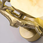 Close Up View of Cast Brass Tree Branch Base and Wall Mount
