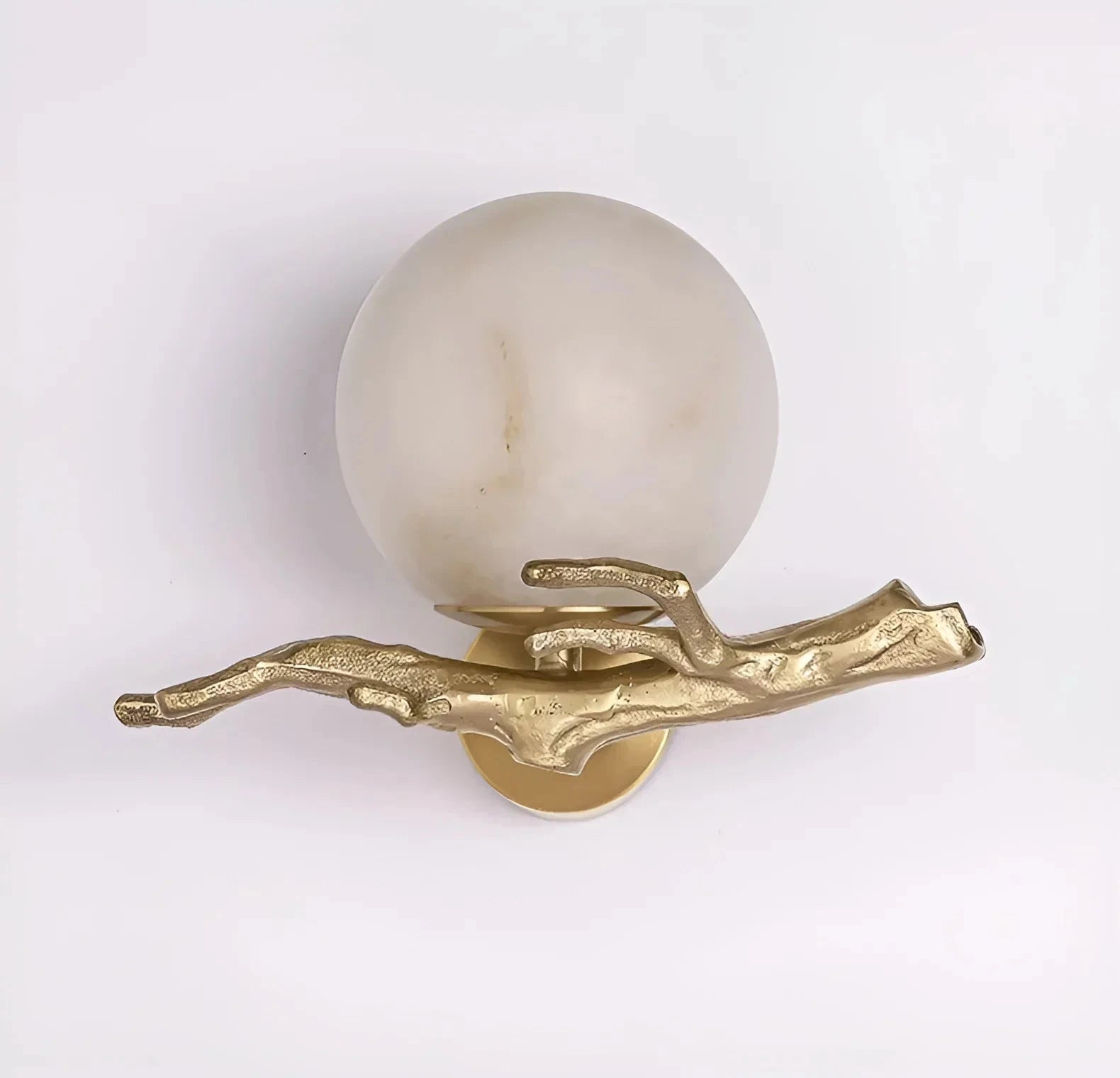 Modern Alabaster Sphere Branch Wall Sconce Studio Product Shot