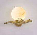 Illuminated Alabaster Sphere Branch Wall Light Studio Display