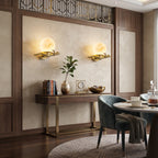 Pair of Alabaster Branch Sconces Flanking Dining Room Sideboard