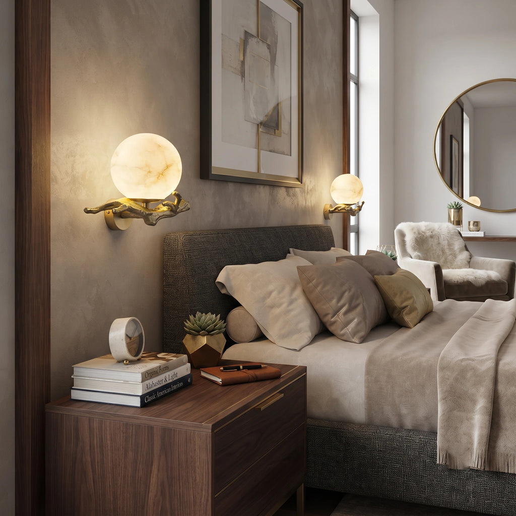 Modern Alabaster Branch Sconce as Bedside Ambient Light