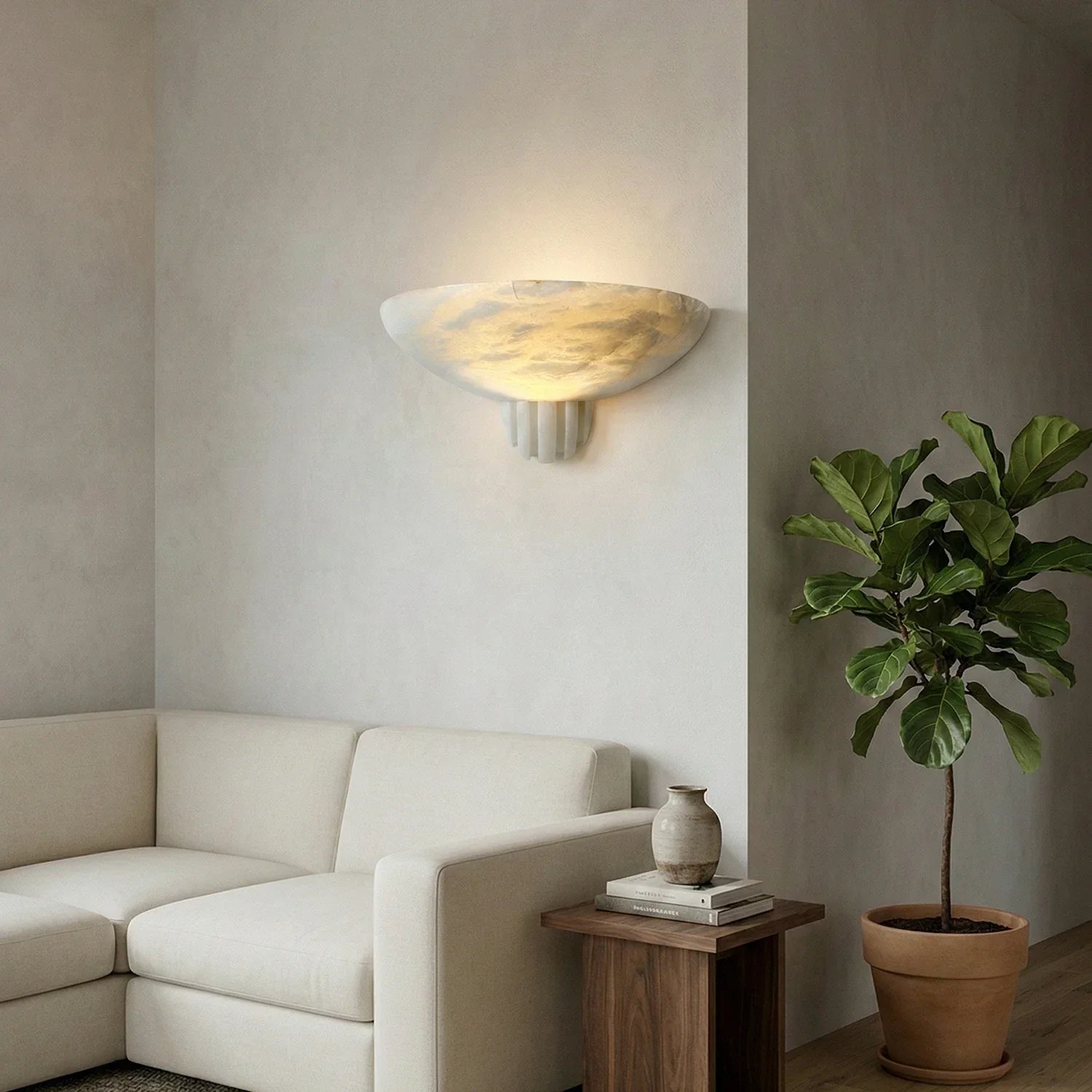 Rare Alabaster Art Wall Lamp
