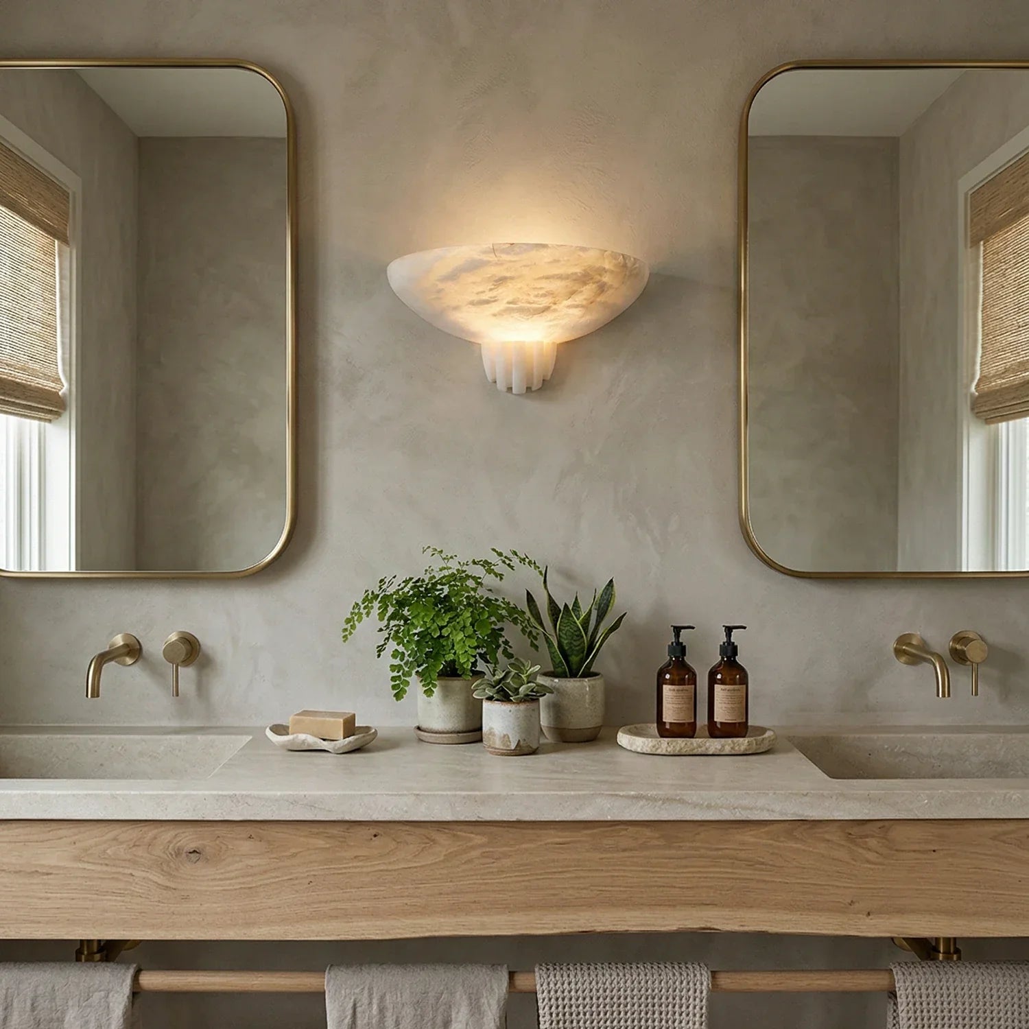 Rare Alabaster Art Wall Lamp