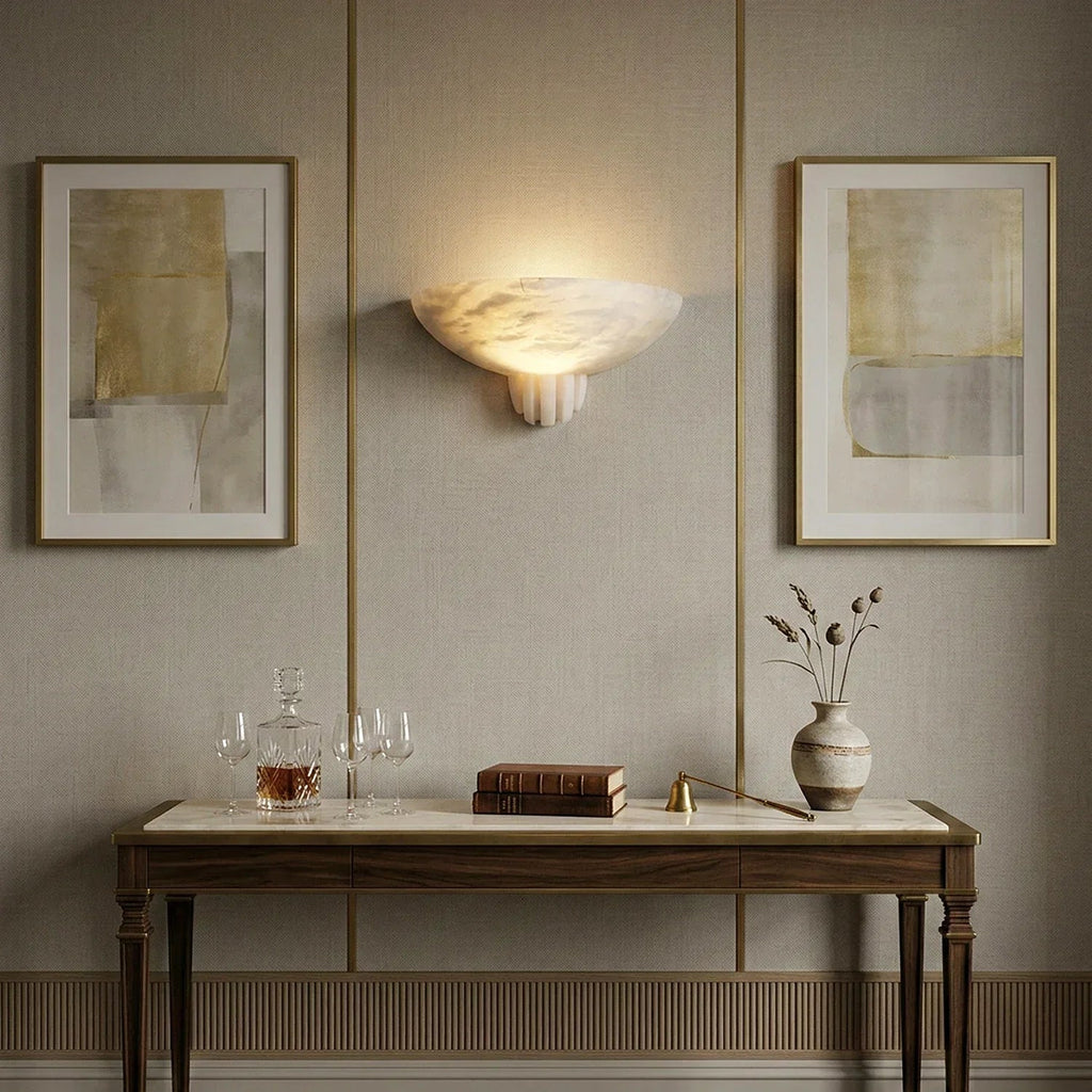 Rare Alabaster Art Wall Lamp