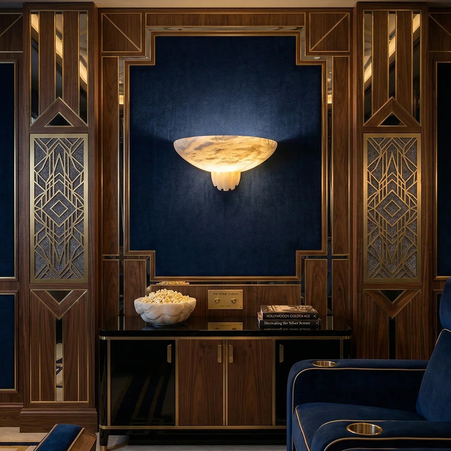 Rare Alabaster Art Wall Lamp