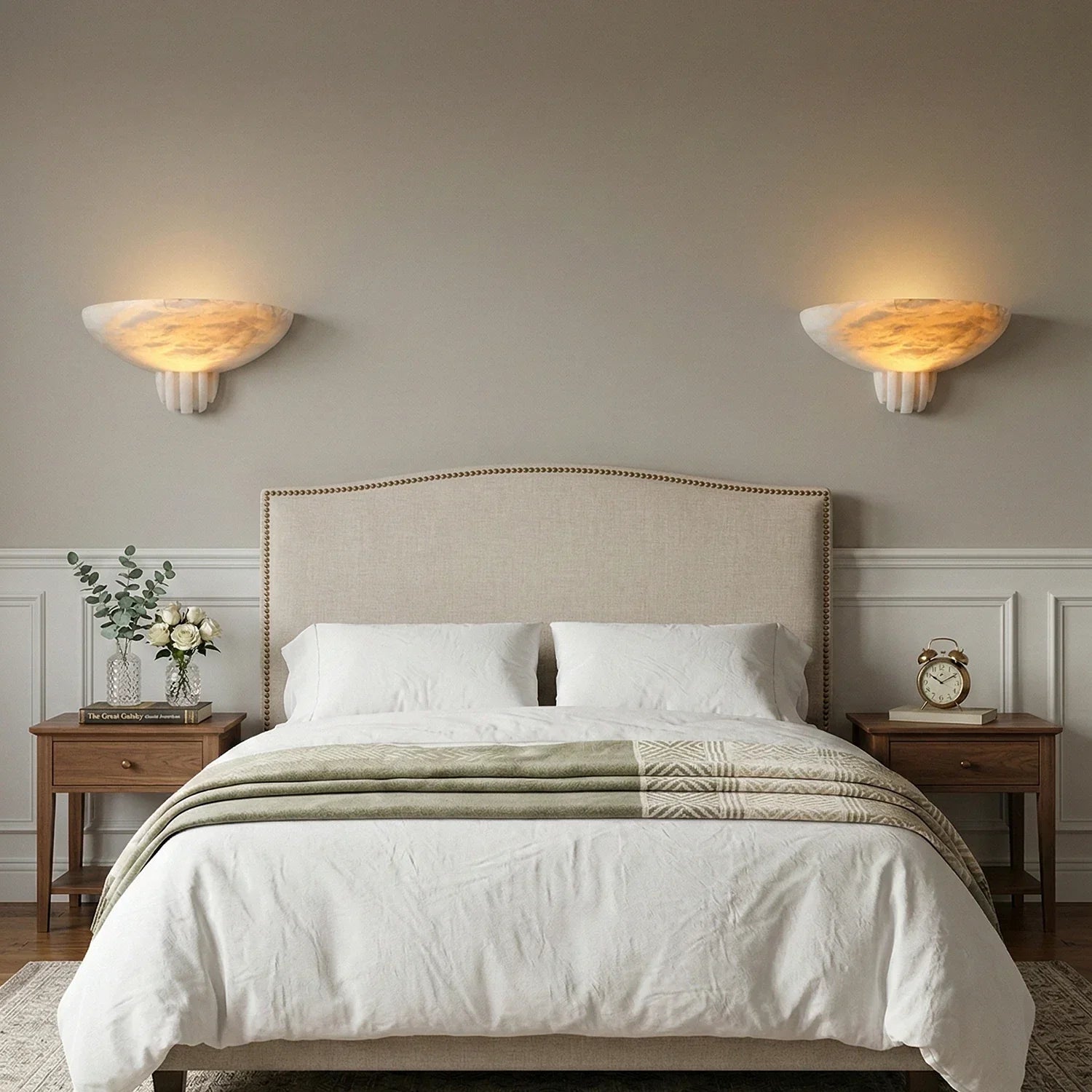 Rare Alabaster Art Wall Lamp