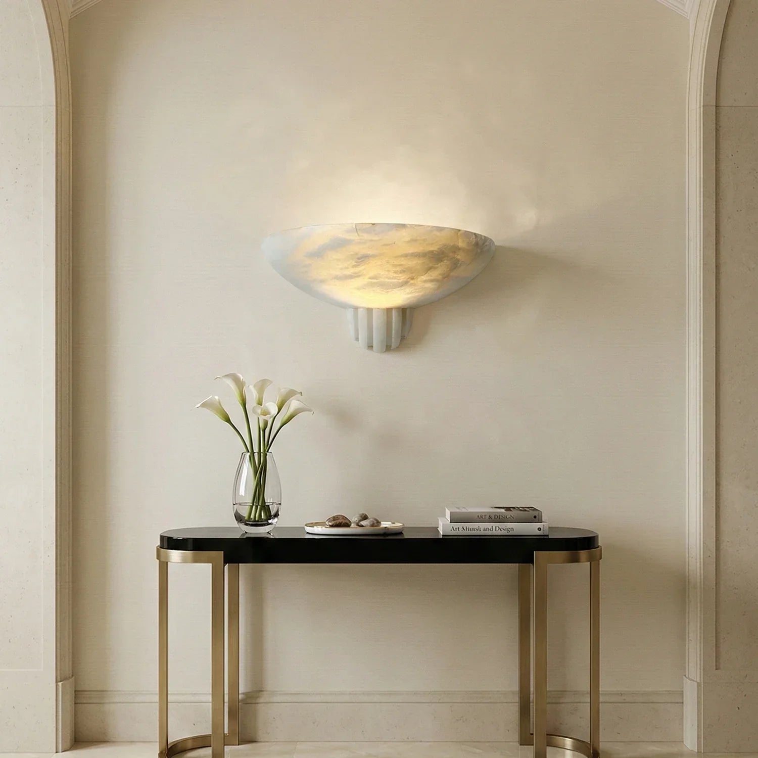 Rare Alabaster Art Wall Lamp