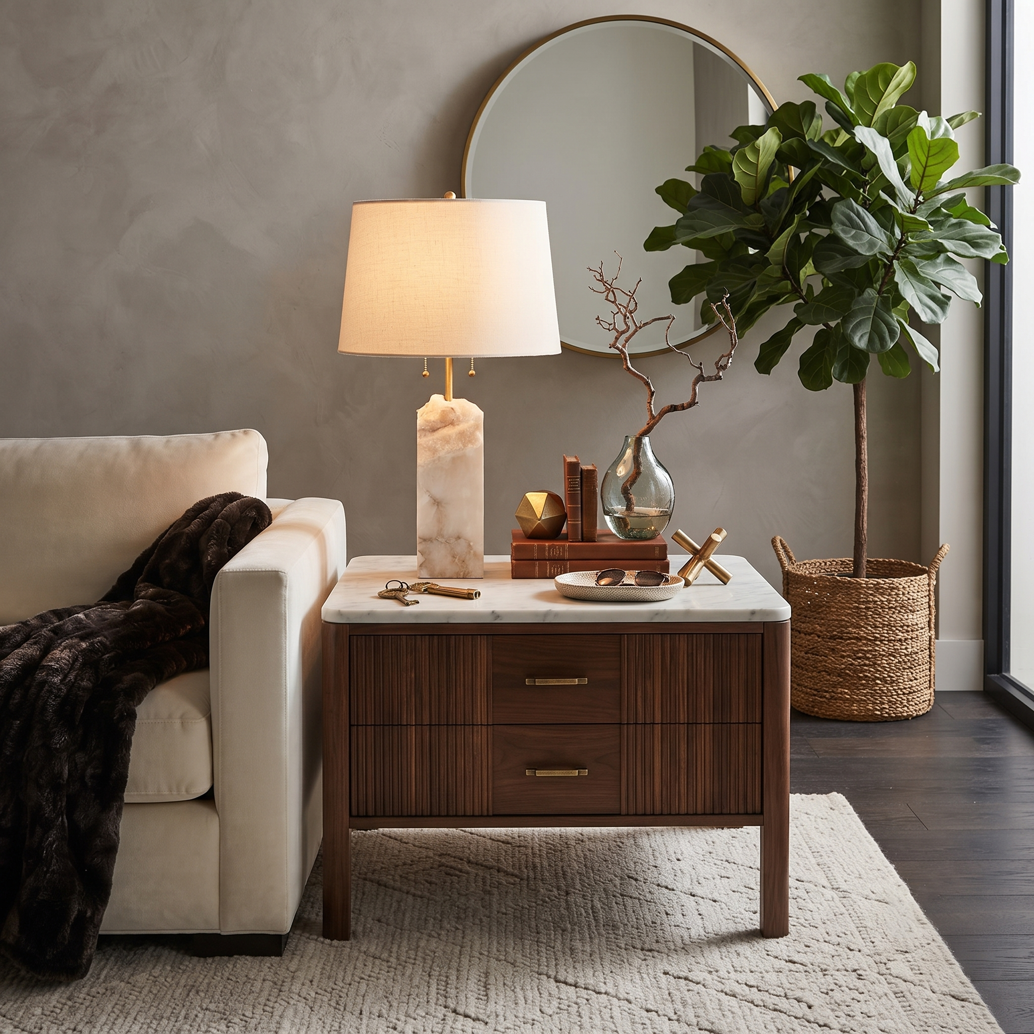 Raw Element Alabaster Table Lamp