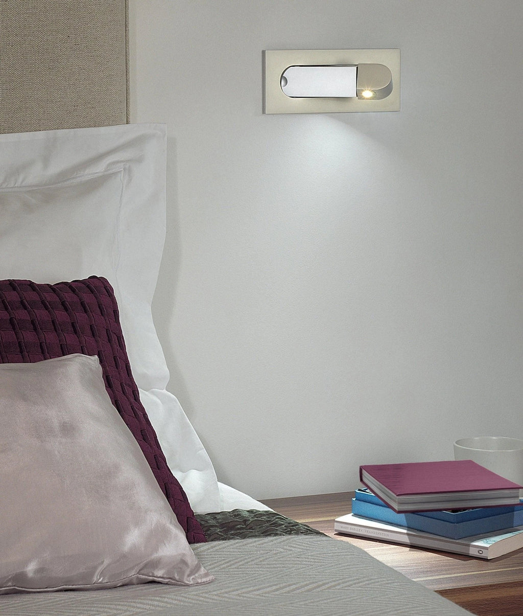 Recessed Adjustable LED Reading Light Over Bed Headboard