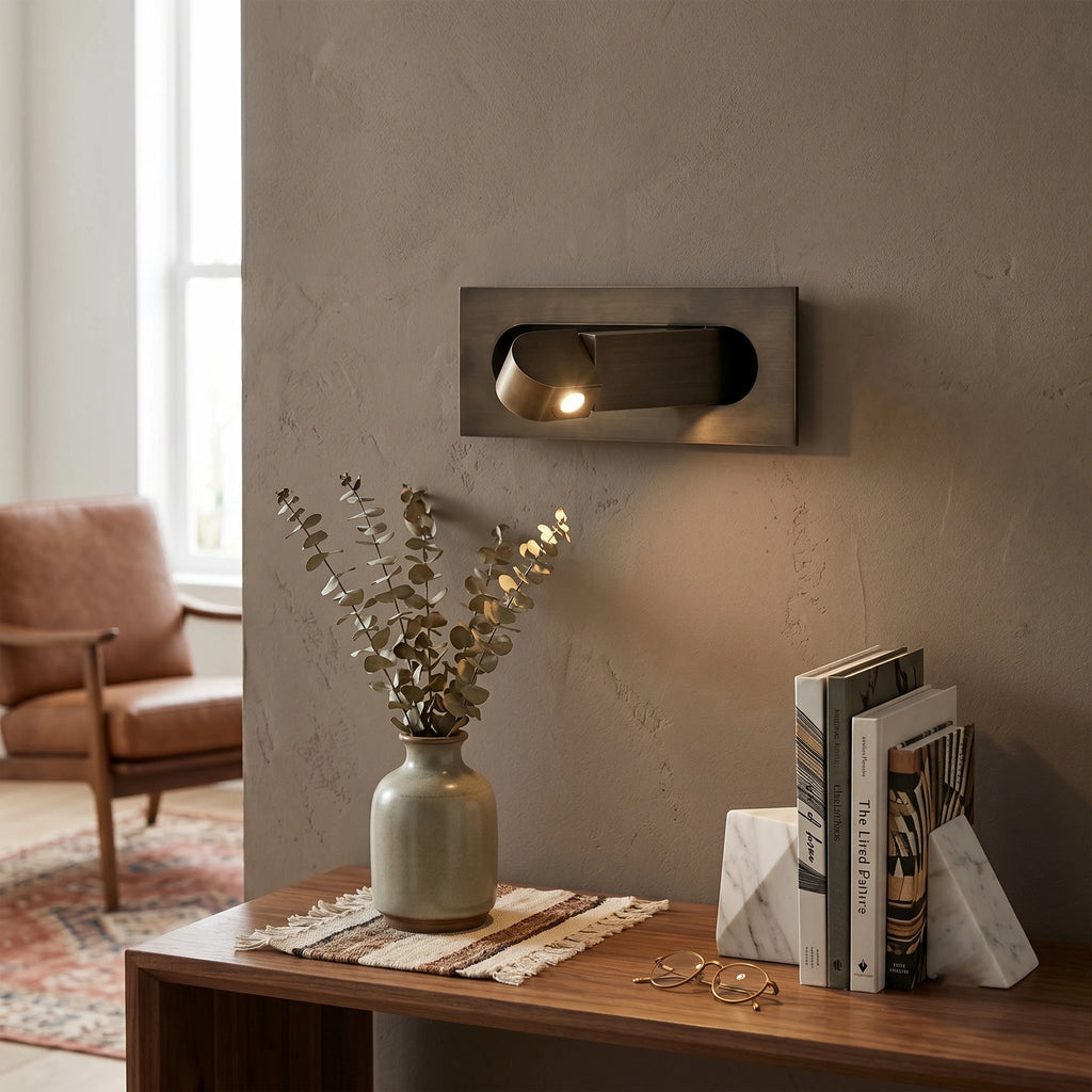 Minimalist Adjustable Wall Sconce Over Living Room Console