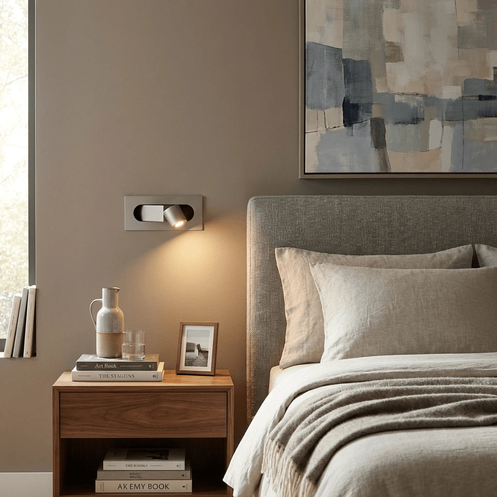 Minimalist Bedside Wall Reading Light Over Nightstand